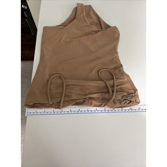 Okakie Bodysuit Women’s size S Beige Slinky Baddie - Picture 10 of 12